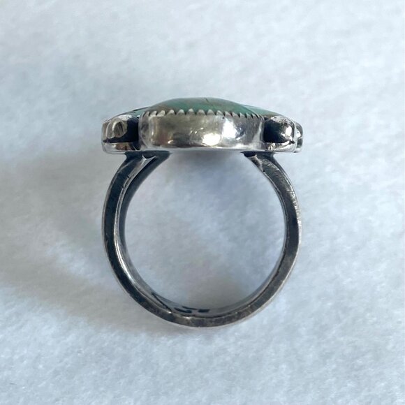 VTG Sterling Silver 925 LS Larry Sandoval Huge Unisex Turquoise Knuckle Ring - Picture 8 of 16